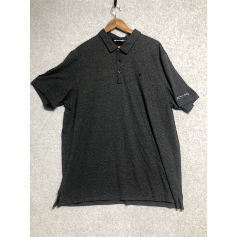 Travis Mathew Men's 3X Large Dark Gray Short Sleeve Polo Golf Logo On Sleeve